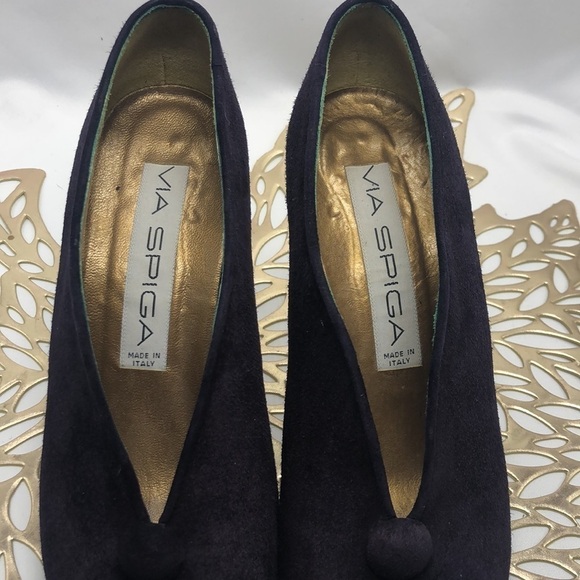 VIA SPIGA Made In Italy Purple Suede Unique Heels Size 6 - Picture 3 of 10